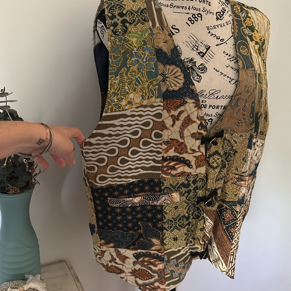 Vintage Ron Jon Eclectic Boho Patchwork Vest One … - image 2
